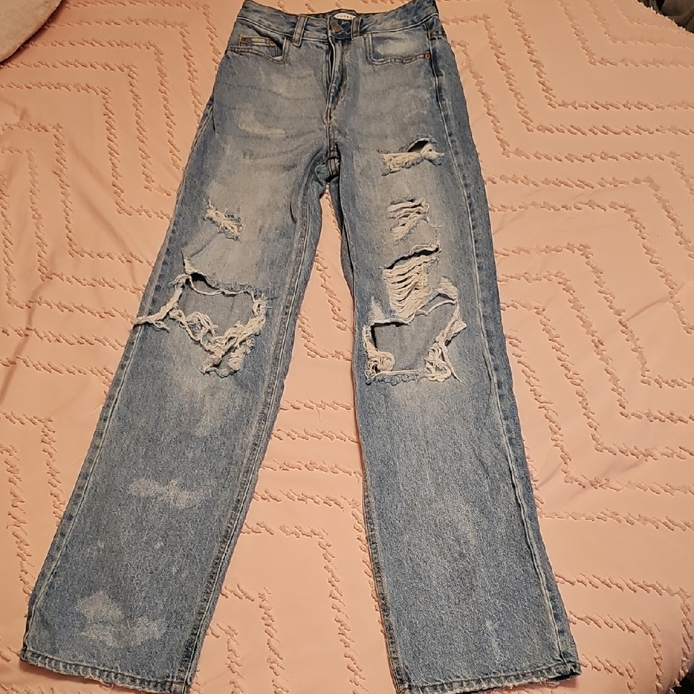 Distressed Blue Jeans